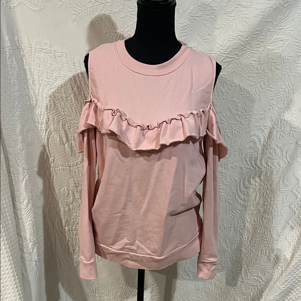 Kate Spade Cold Shoulder Ruffle Sweatshirt,‎ size medium